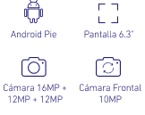 Android Pie, Pantalla 6.3 pulgadas, Cámara 16MP + 12MP + 12MP y Cámara Frontal 10MP