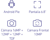 Android Pie, Pantalla 6.8 pulgadas, Cámara 16MP + 12MP + 12MP + TOF y Cámara Frontal 10MP